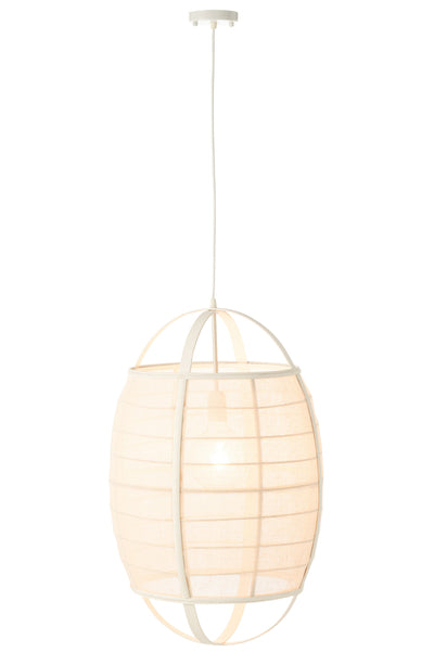 Hanging Lamp Ion Linen/Bamboo White Large