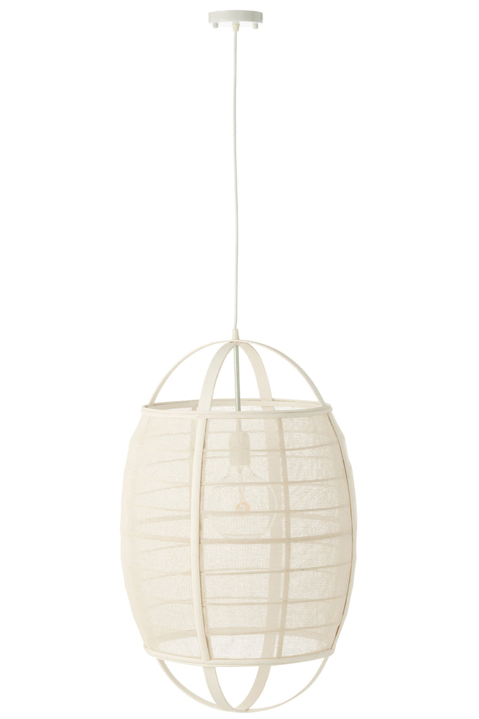 Hanging Lamp Ion Linen/Bamboo White Large