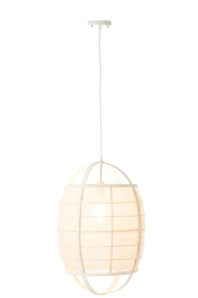 Hanging Lamp Ion Linen/Bamboo White Small