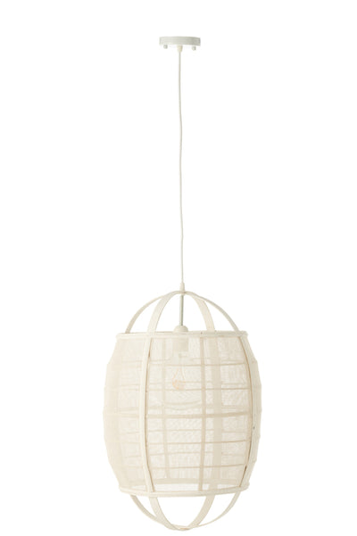 Hanging Lamp Ion Linen/Bamboo White Small