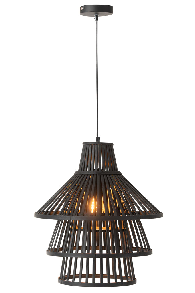 Hanging Lamp Layers Bamboo Black Large