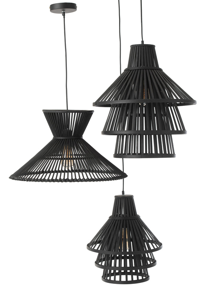 Hanging Lamp Layers Bamboo Black Small