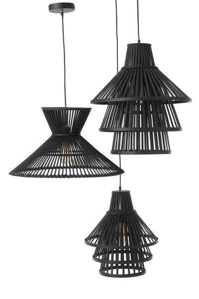 Hanging Lamp Layers Bamboo Black Small