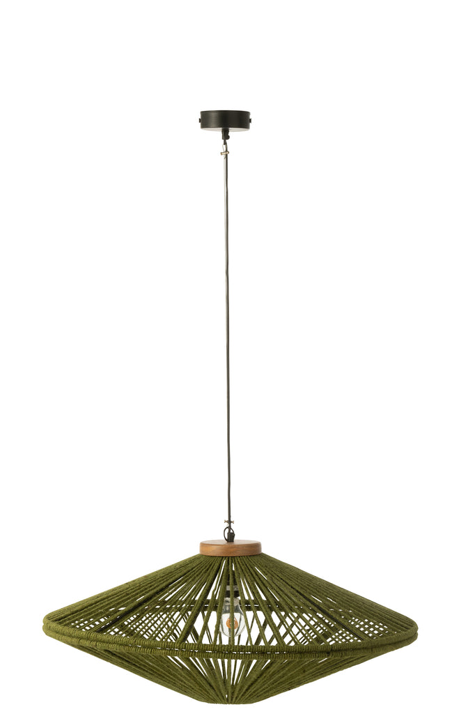 Hanging Lamp Ovni Iron/Jute Green Medium