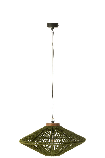 Hanging Lamp Ovni Iron/Jute Green Small