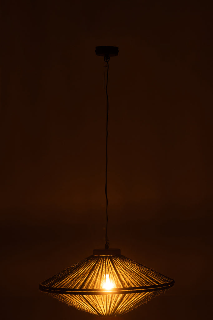 Hanging Lamp Ovni Iron/Jute Green Small