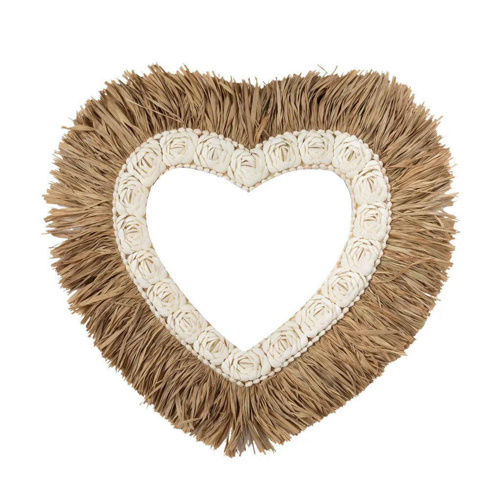 Das Raffia Shell Herz - Naturweiß - L