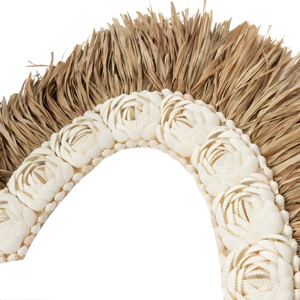 Das Raffia Shell Herz - Naturweiß - L