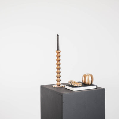 HV Ribbed Candleholder Gold-10x10x30 cm