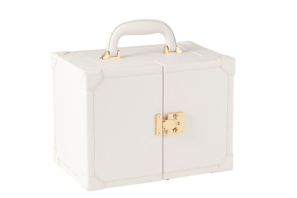 Jewellery Case With Handle Artificial Leather White