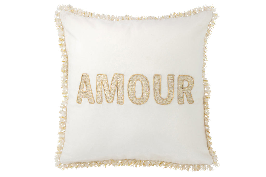 Cushion Amour Textile White/Gold