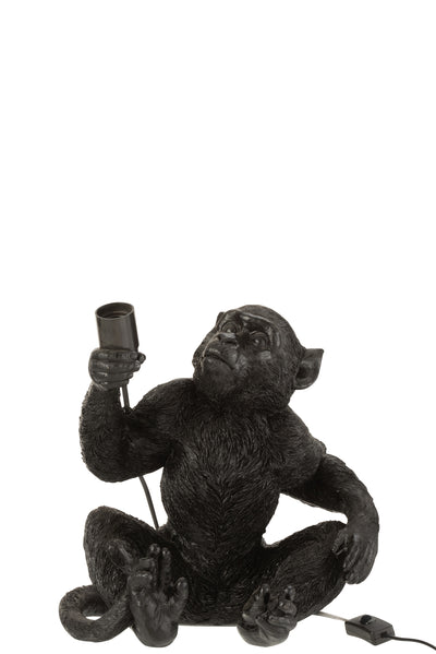 LAMP MONKEY SITTING POLY BLACK