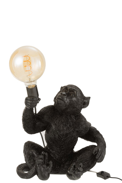 LAMP MONKEY SITTING POLY BLACK