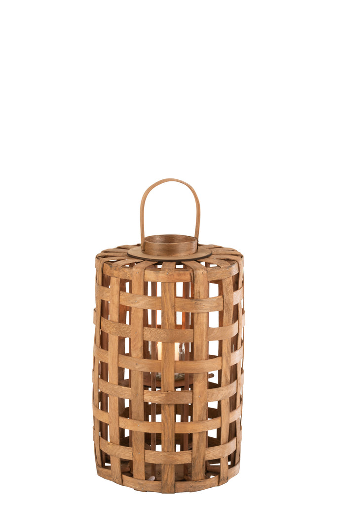 Lantern Cylinder Poplar Wood Brown