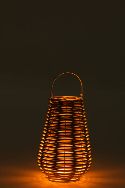 Lantern Woven Led Plastic White Small