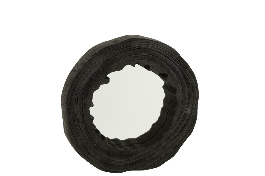 Mirror Irregular Paulownia Wood Black Large