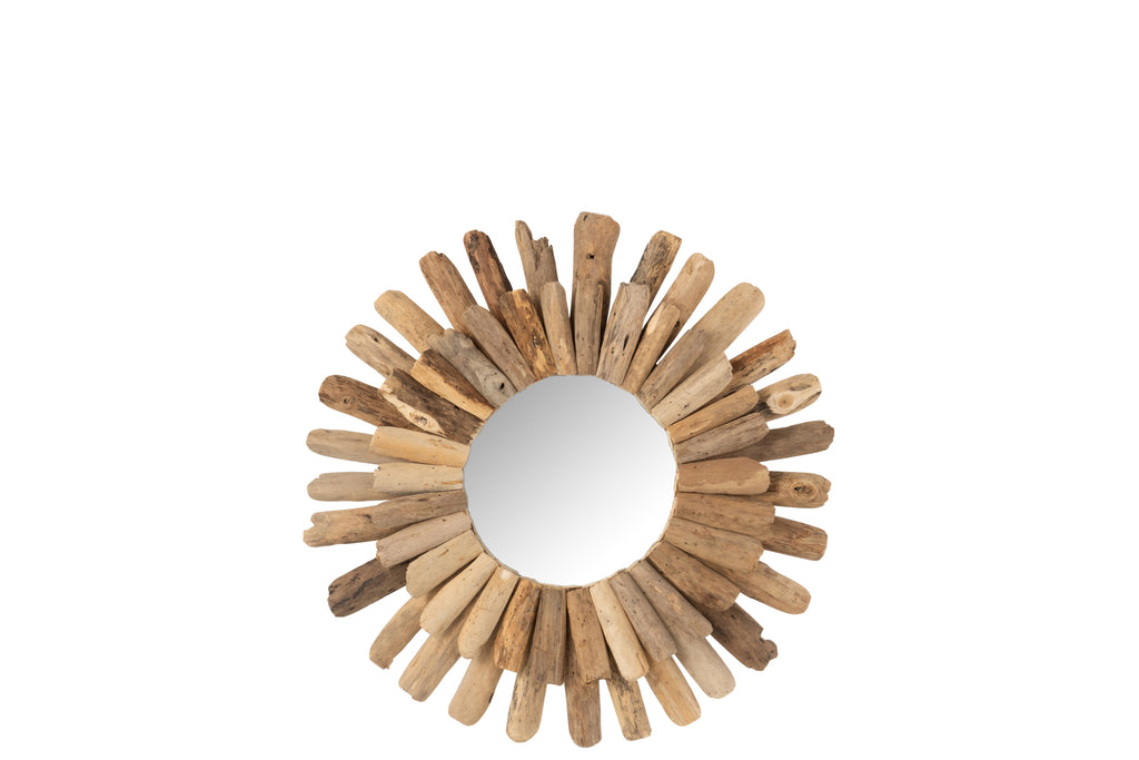 Mirror Round Driftwood Natural Medium