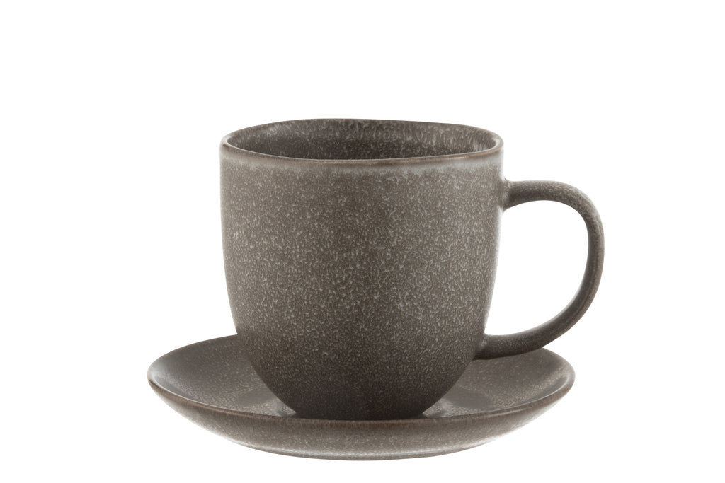 Mug+Coaster Louise Ceramic Brown