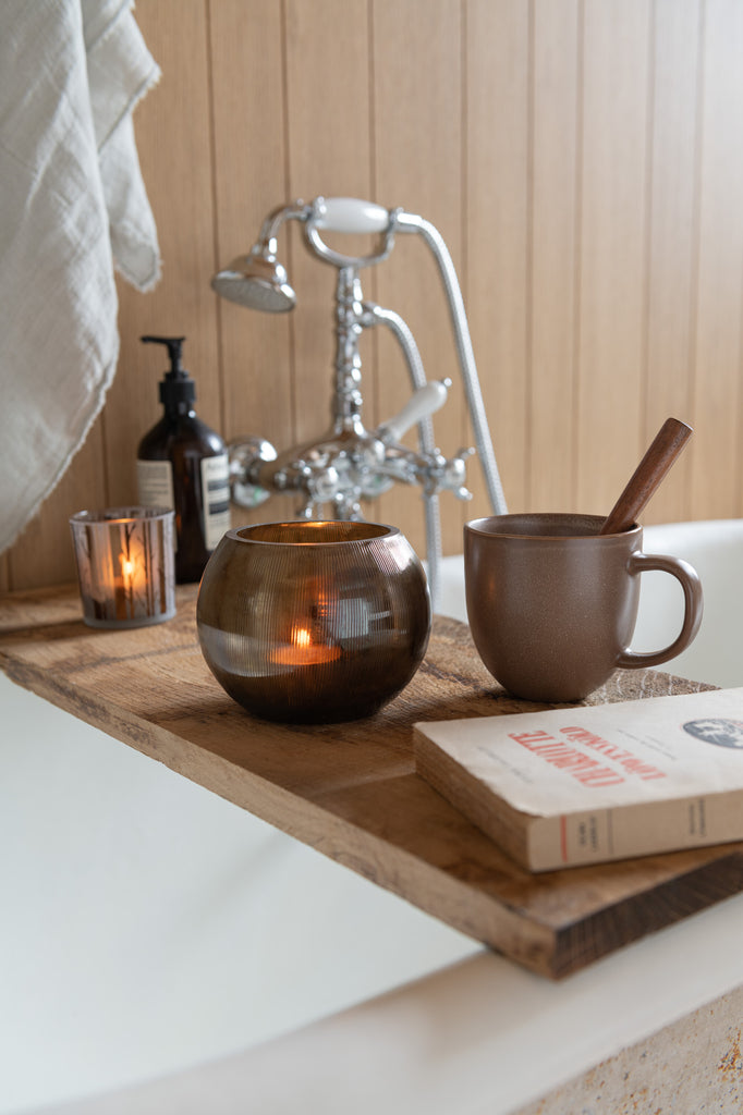 Tasse+Untersetzer Louise Keramik Cognac