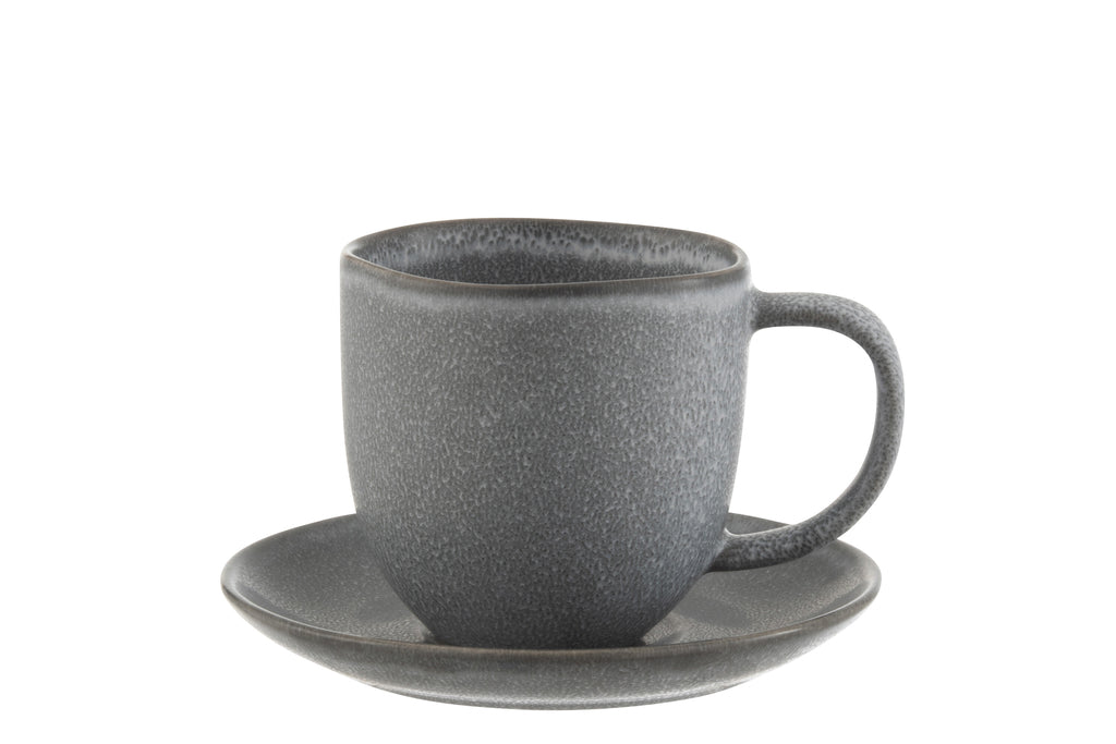 Mug+Coaster Louise Ceramic Gray