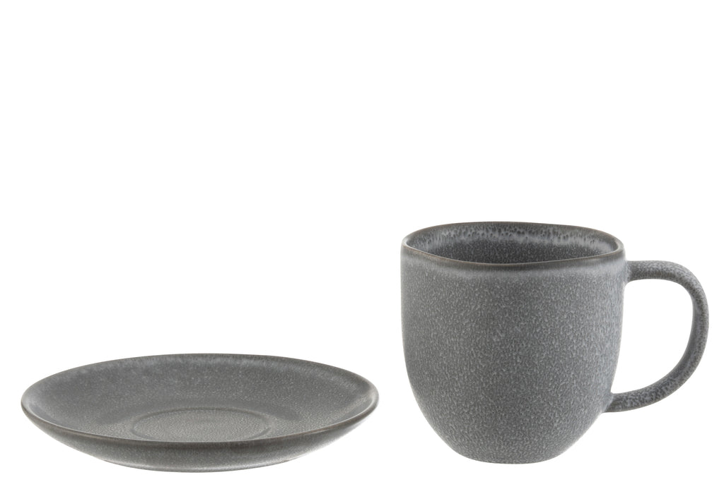 Mug+Coaster Louise Ceramic Gray