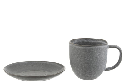 Mug+Coaster Louise Ceramic Grey