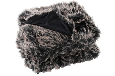 Plaid Fake Fur Long Grey/Black/White