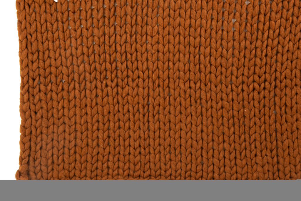 Kariertes gestricktes Acryl-Orange-Braun