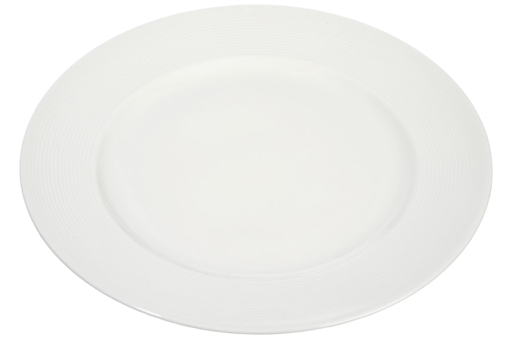 Plate Stripe Porcelain White 28X28x3cm