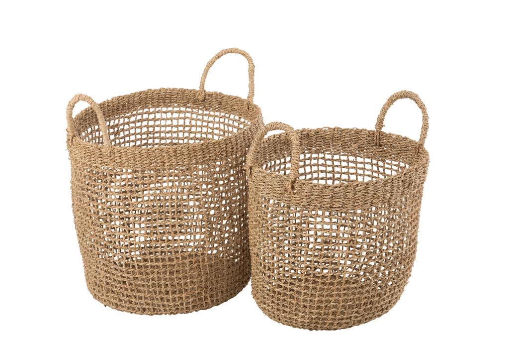 Set Of 2 Baskets Oasis Seagrass Natural