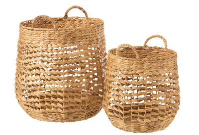 Set Of 2 Baskets Water Hyacinth Natural