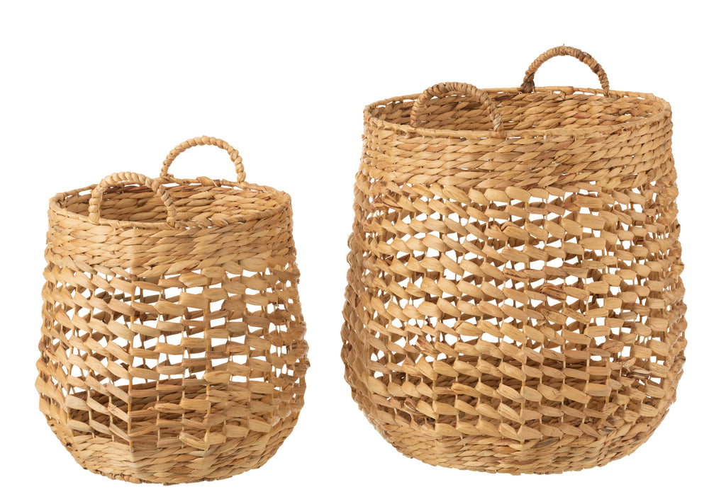 Set Of 2 Baskets Water Hyacinth Natural