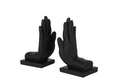 S/2 Bookend Hands Poly Black