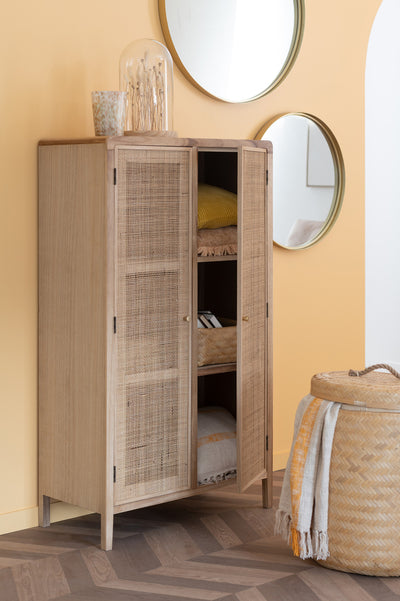 Set Of 2 Storage Baskets Round Bamboo Natural