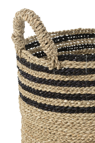 Set Of 3 Baskets Aline Raffia Black/Natural