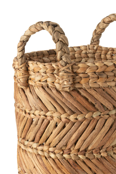 Set Of 3 Baskets Braided Raffia Natural