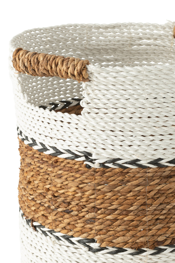 Set Of 3 Baskets Laura Raffia White/Natural