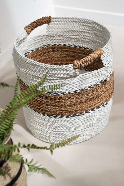 Set Of 3 Baskets Laura Raffia White/Natural