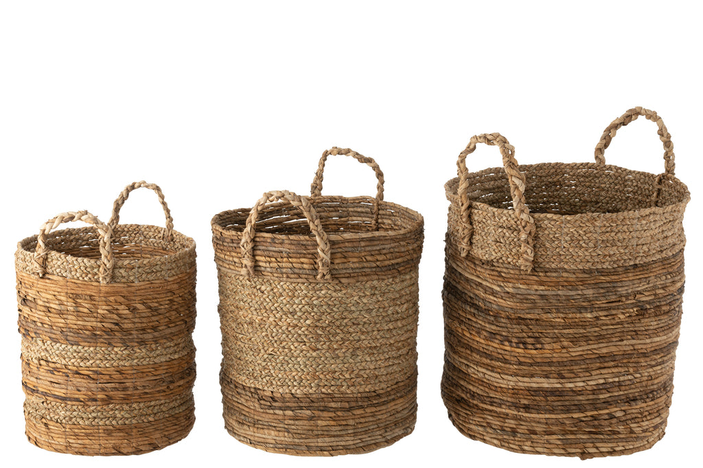 Set Of 3 Baskets Lucie Raffia Natural