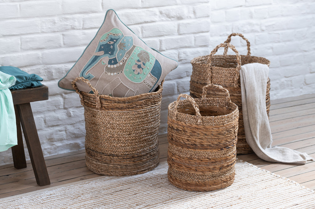 Set Of 3 Baskets Lucie Raffia Natural