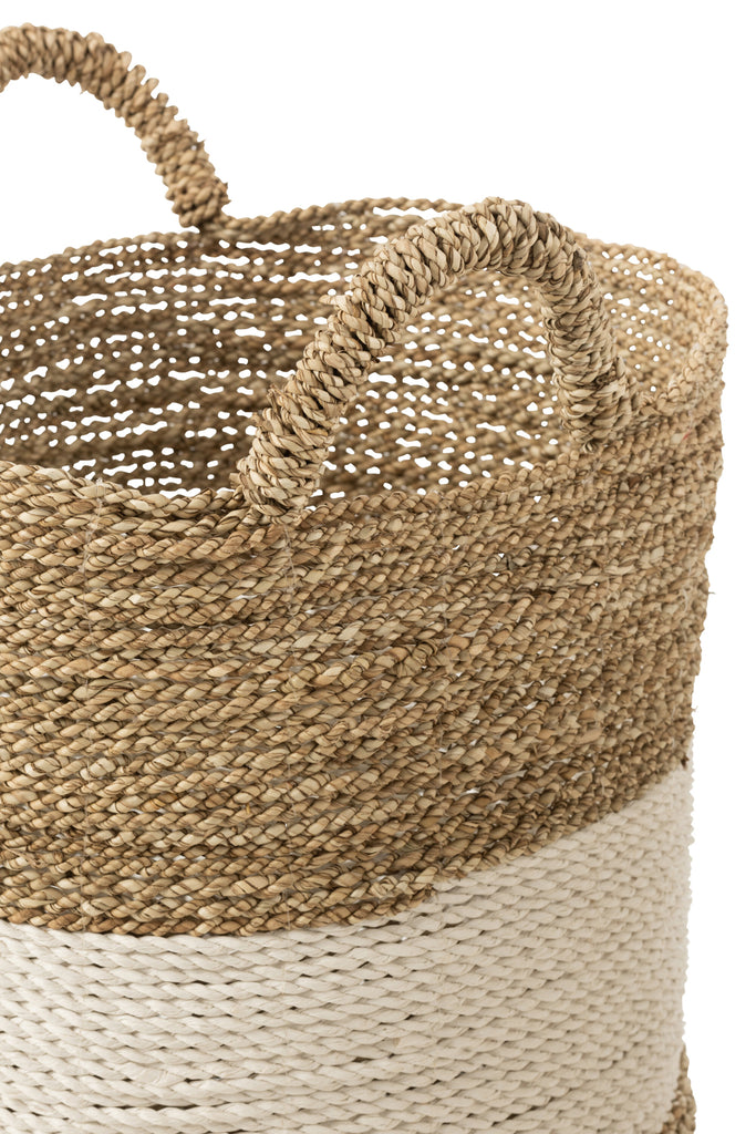 Set Of 3 Baskets Seagrass White/Natural