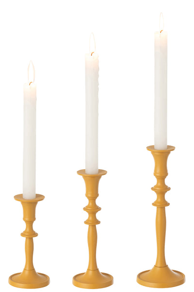 Set Of 3 Candle Holder Classic Aluminium Ochre