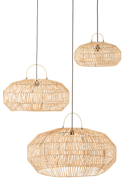 Set Of 3 Lamp Shades Rattan Natural