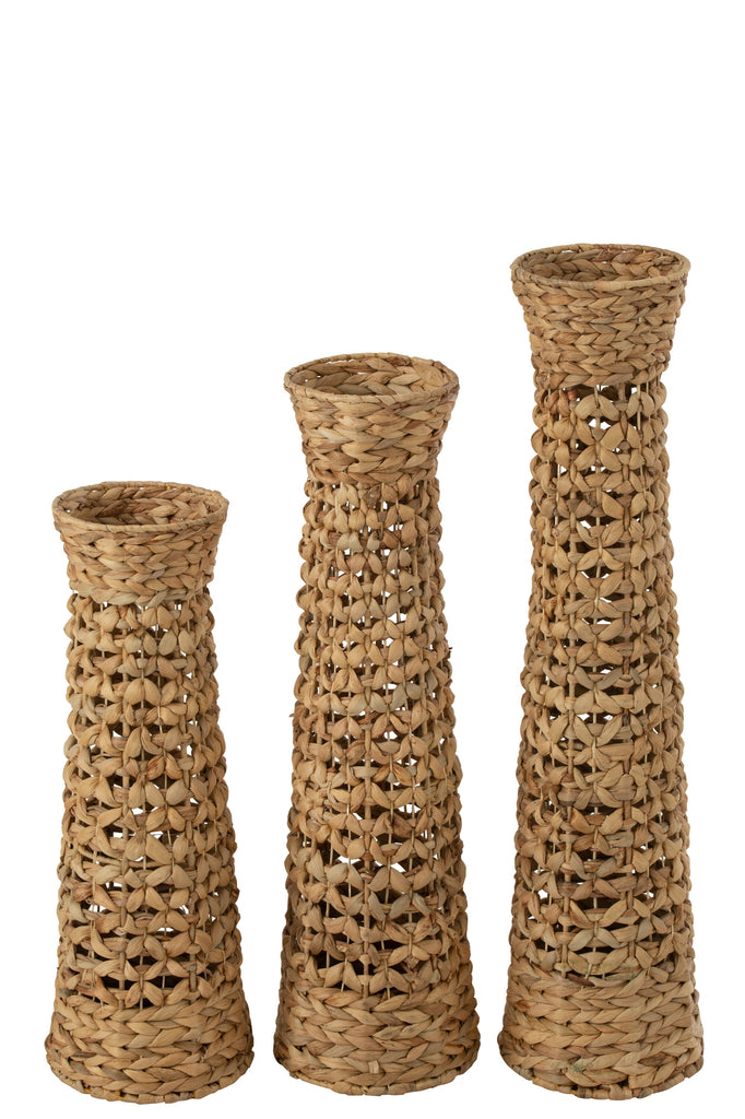 Set Of 3 Vases Jan Water Hyacinth Natural