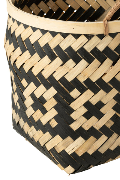 Set Of 3 Basket Patterns Handles Bamboo Natural/Black