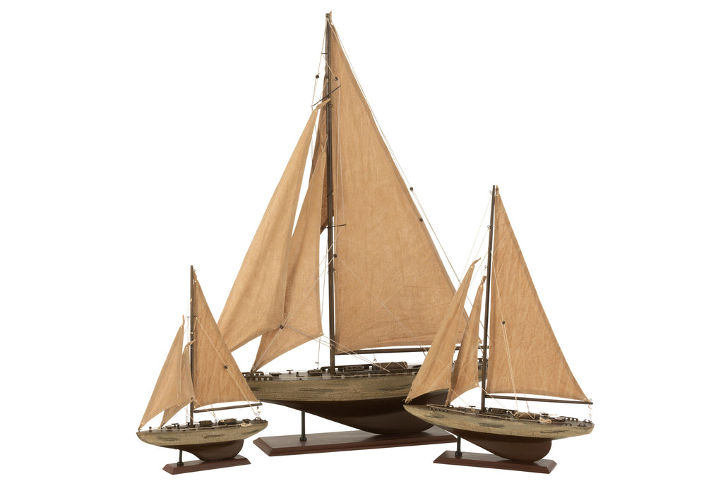 Sailboat Paulownia Wood Brown Large