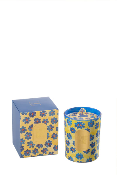 Scented Candle Flowers Blue/Yellow Large-70 Hours