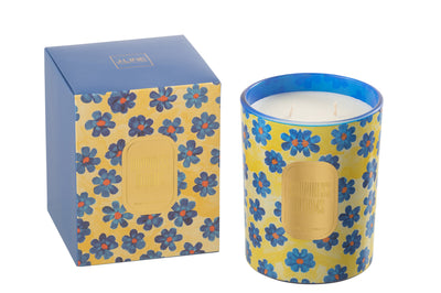 Scented Candle Flowers Blue/Yellow Large-70 Hours