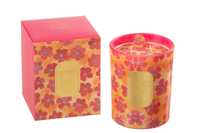 Scented Candle Flowers Orange/Red Large-70 Hours