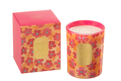 Scented Candle Flowers Orange/Red Large-70 Hours